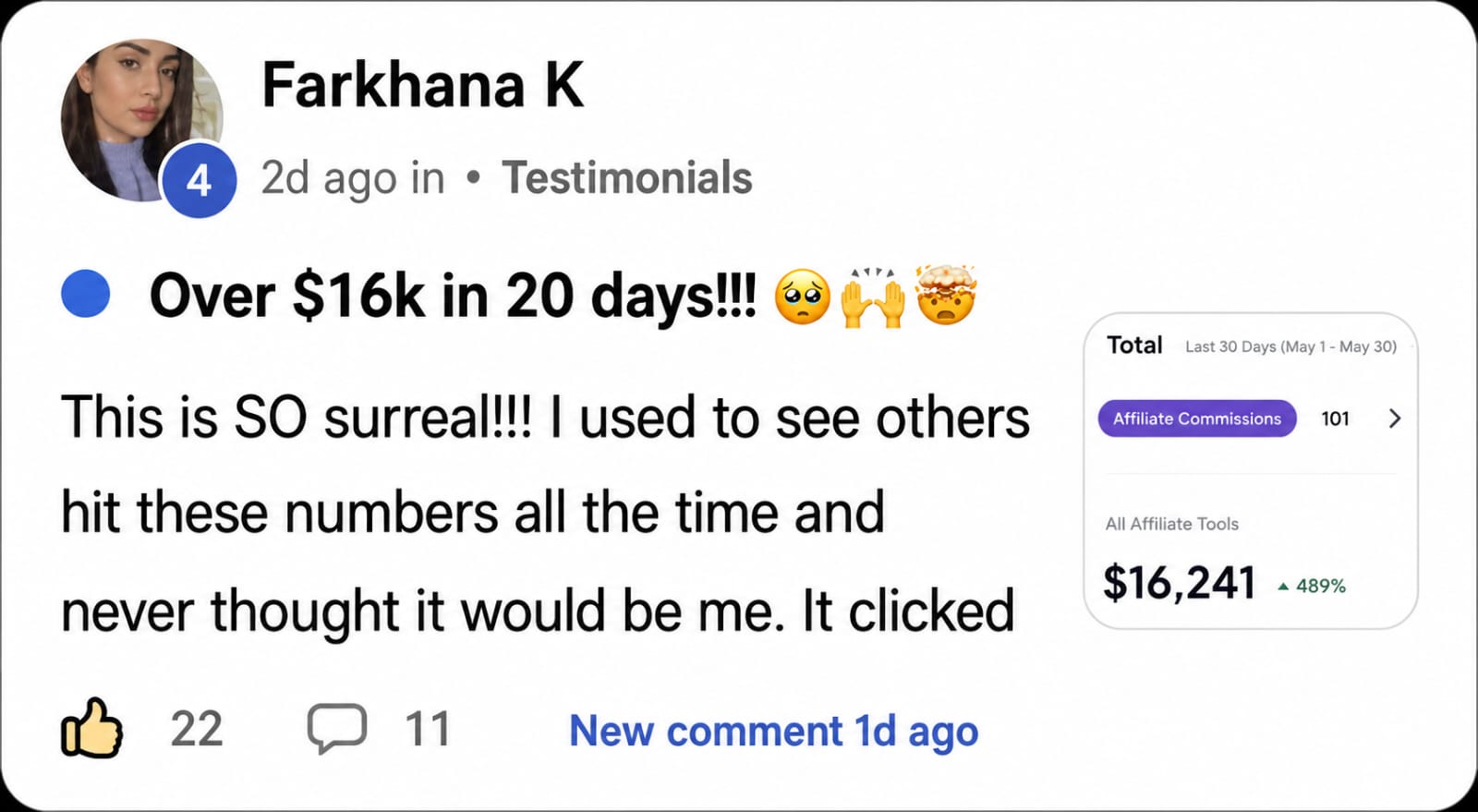 Community post: over $16k in 20 days