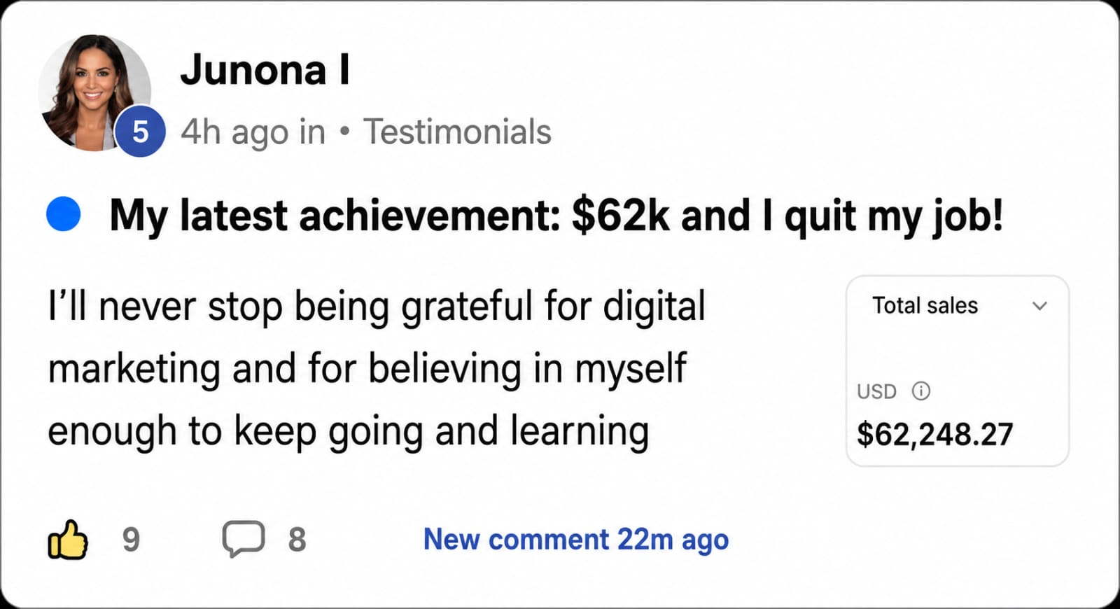 Community post: $62k and quit my job