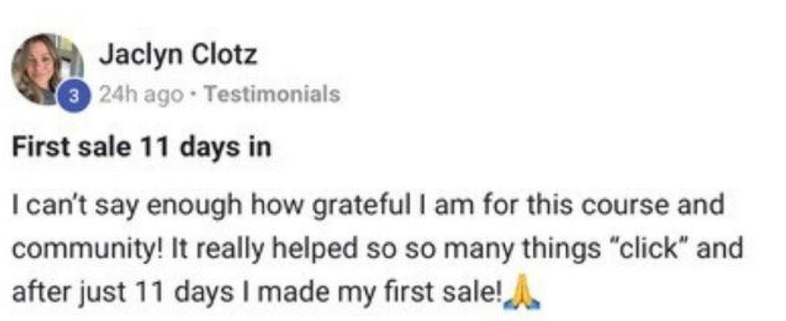 Community post: first sale 11 days in