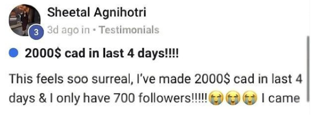 Community post: $2000 CAD in last 4 days with 700 followers