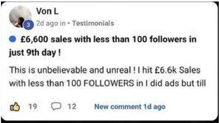 Community post: £6,600 sales with less than 100 followers